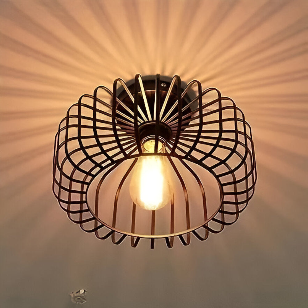 Lampa sufitowa E27 Birdcage - Czarna lampa w kształcie klatki - Lampa sufitowa do montażu na powierzchni 6