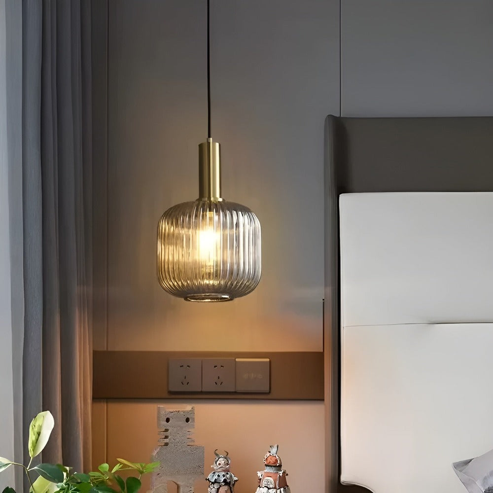 Lampa sufitowa HuedRibbed – prążkowany żyrandol ze szkła vintage 4
