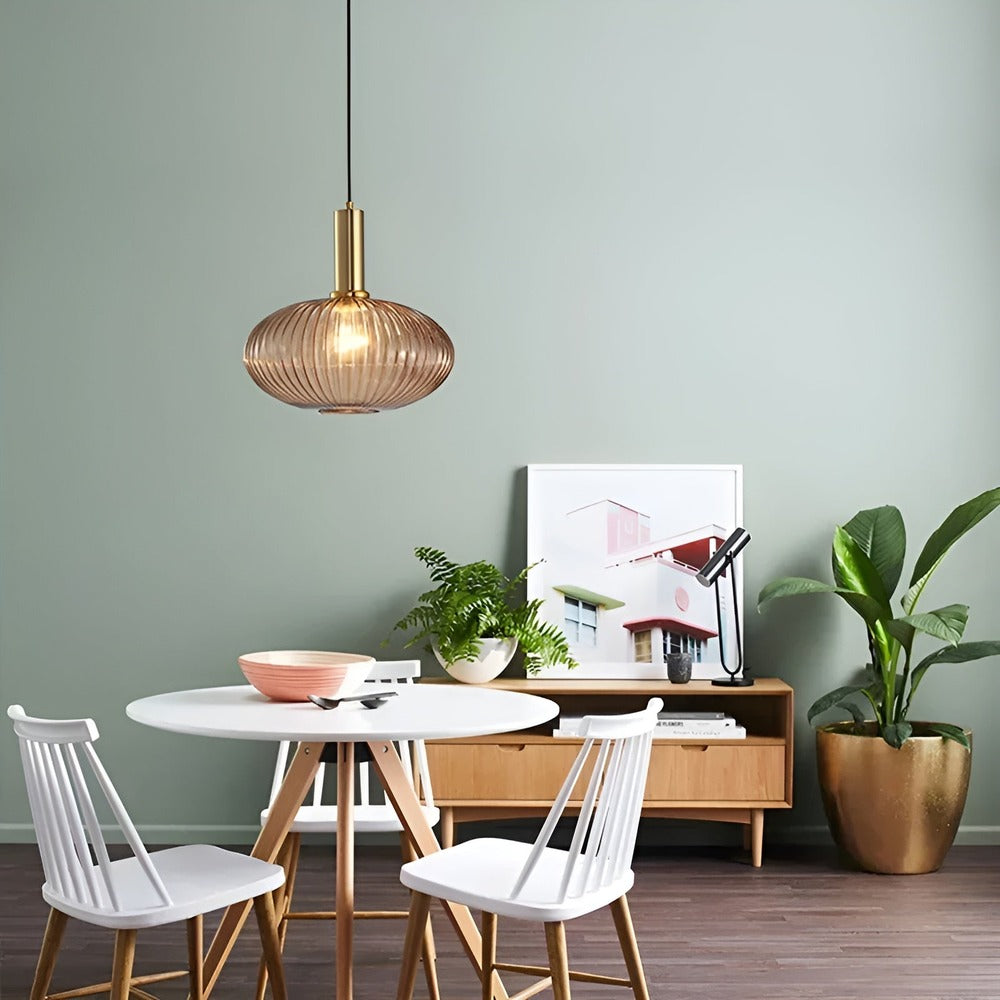 Lampa sufitowa HuedRibbed – prążkowany żyrandol ze szkła vintage 7
