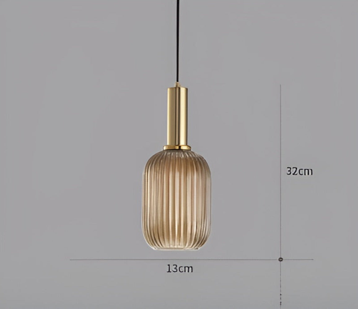 Lampa sufitowa HuedRibbed – prążkowany żyrandol ze szkła vintage 8