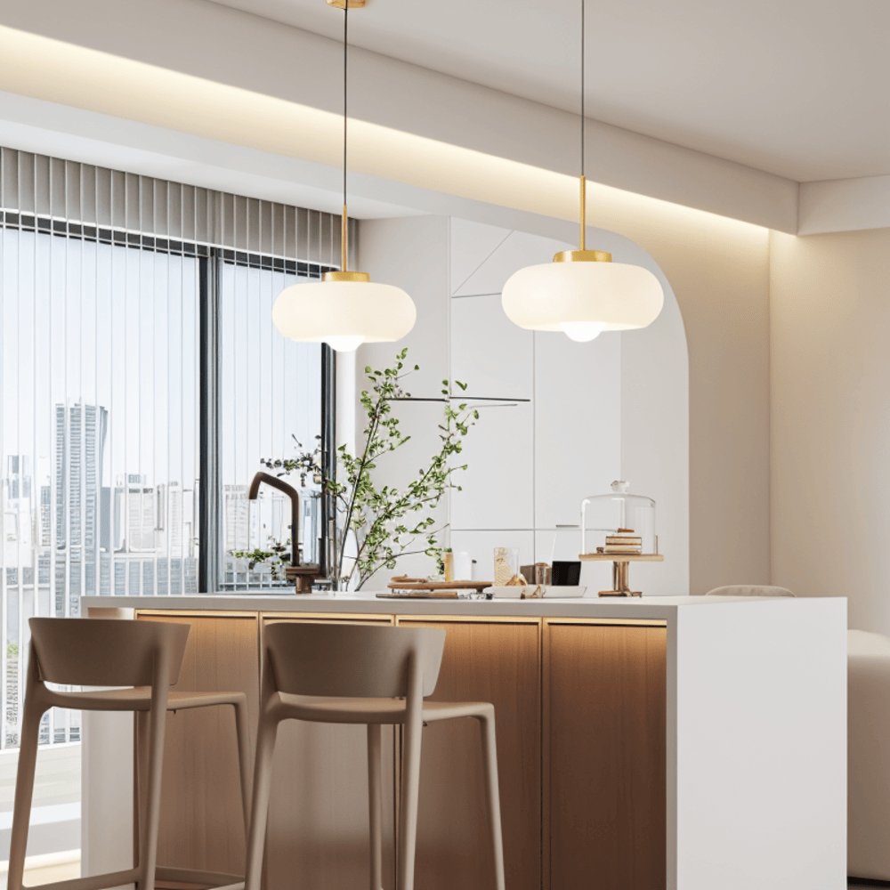 Lampa wisząca LED Copper Dome – retro pomarańczowo-biała Bauhaus 1