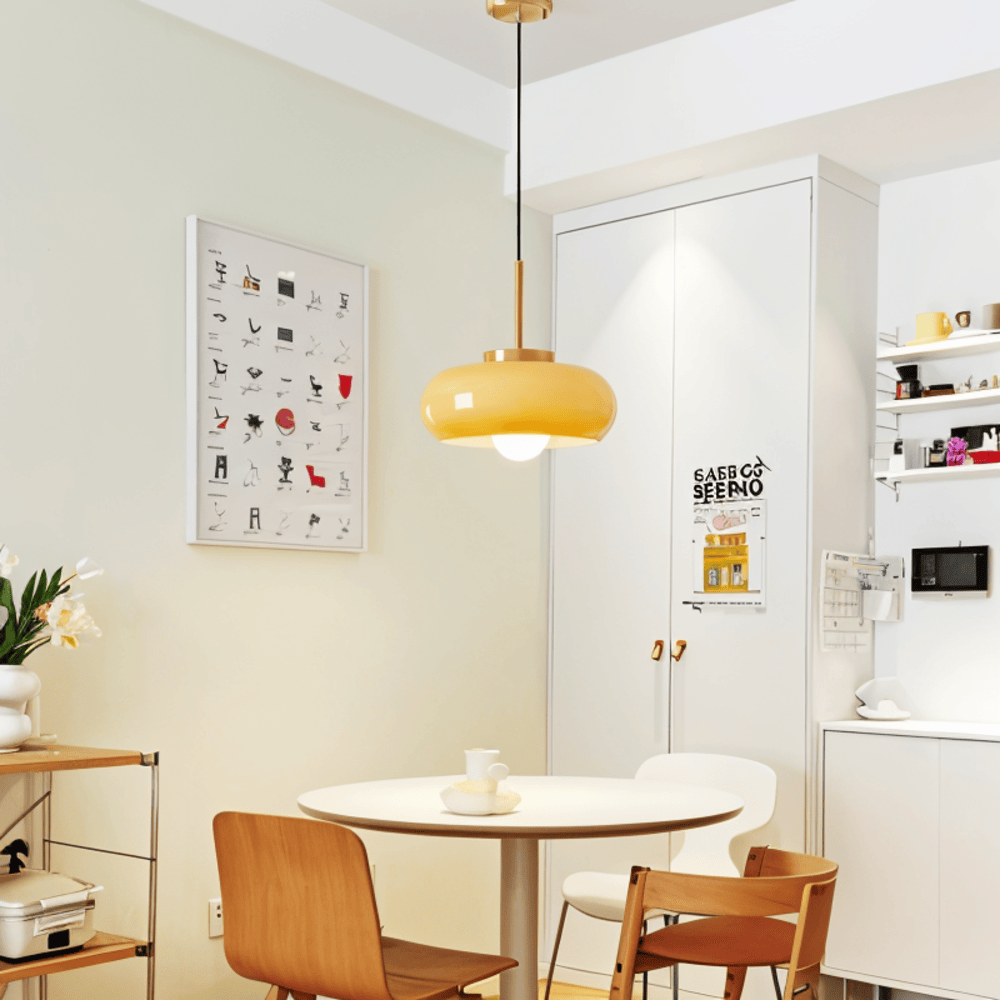 Lampa wisząca LED Copper Dome – retro pomarańczowo-biała Bauhaus 7