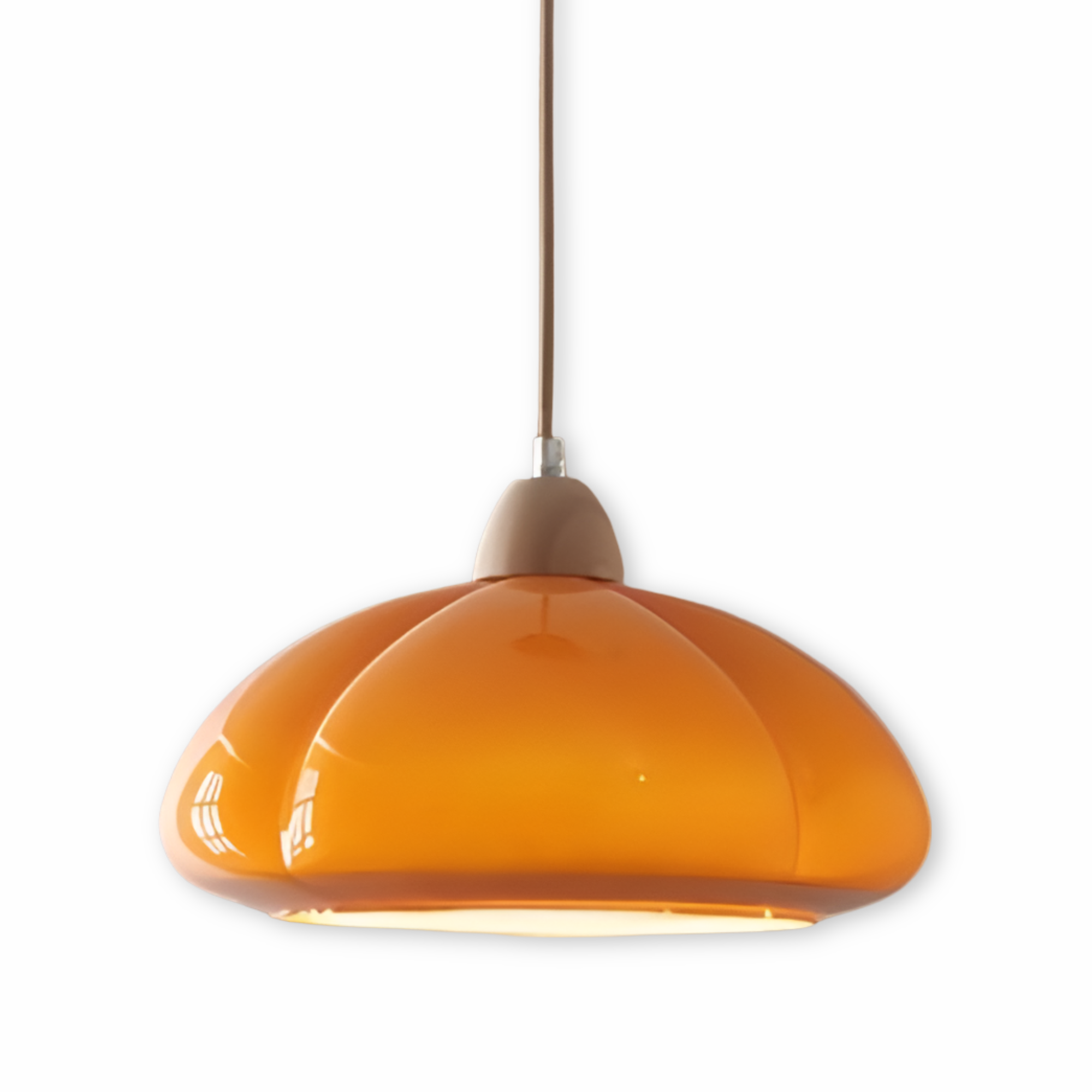 Lampa wisząca w stylu retro - Lampa wisząca inspirowana dynią, wykonana ze szkła nordyckiego i drewna 0