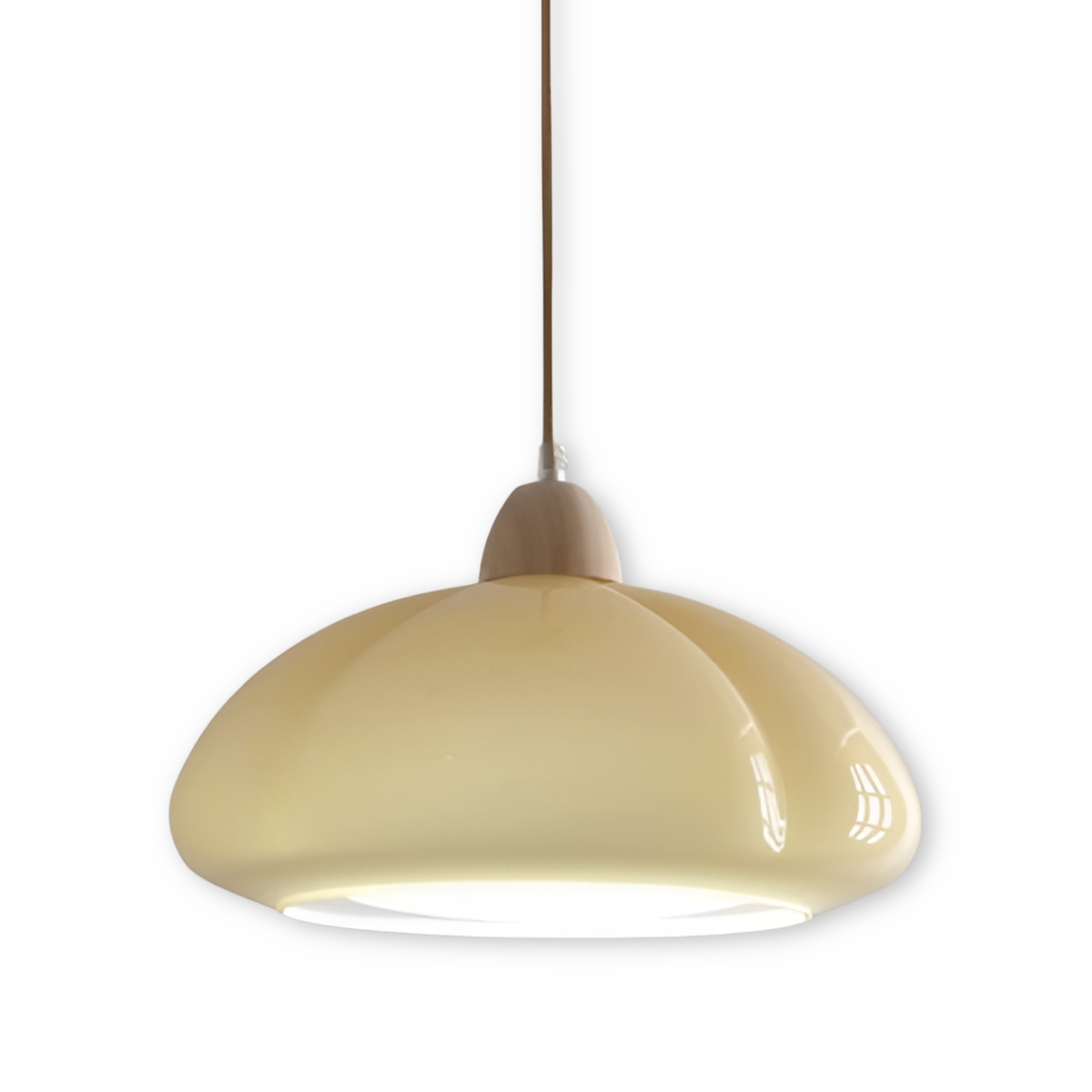 Lampa wisząca w stylu retro - Lampa wisząca inspirowana dynią, wykonana ze szkła nordyckiego i drewna 9