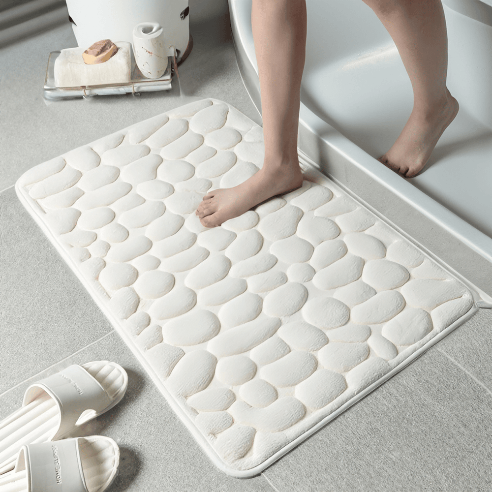 Luksusowa Antypoślizgowa Mata Prysznicowa - Szara Flanela z Pianką Pamięci dla Bezpieczeństwa w Łazience - 1