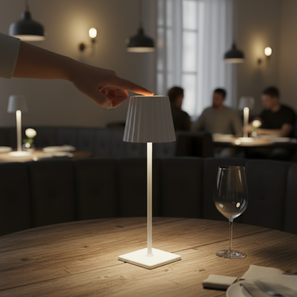 Nowoczesna Bezprzewodowa Lampa Stołowa LED - Eleganckie Aluminium z Ciepłym Światłem do Salonu - 4