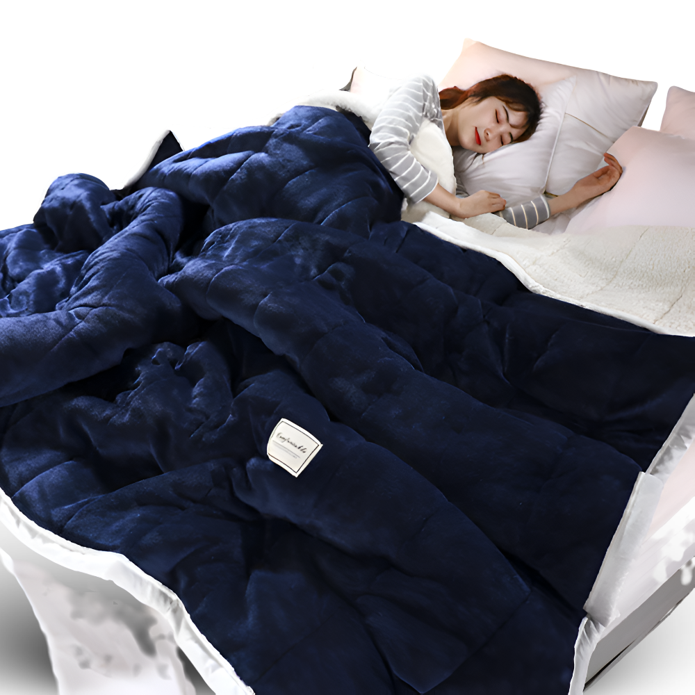 Koc sherpa granatowy