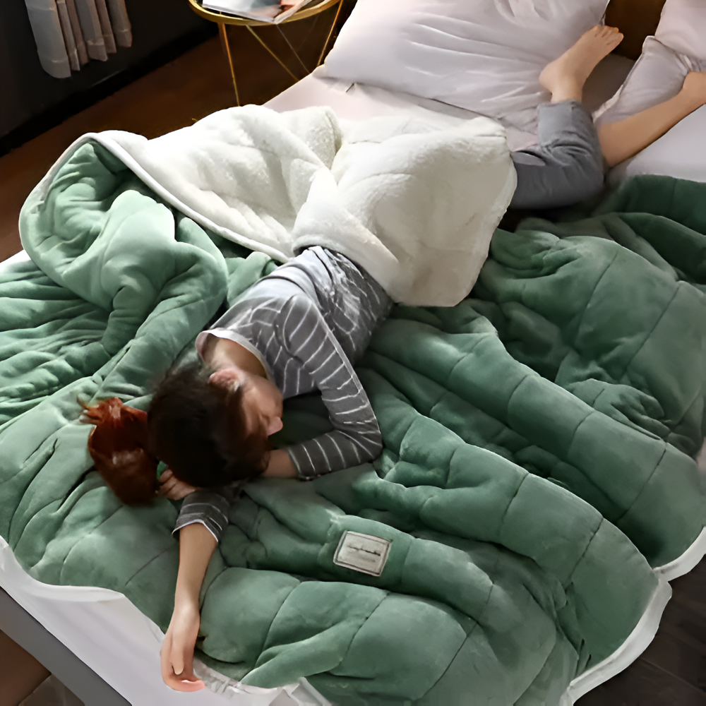Puszysty koc polarowy sherpa