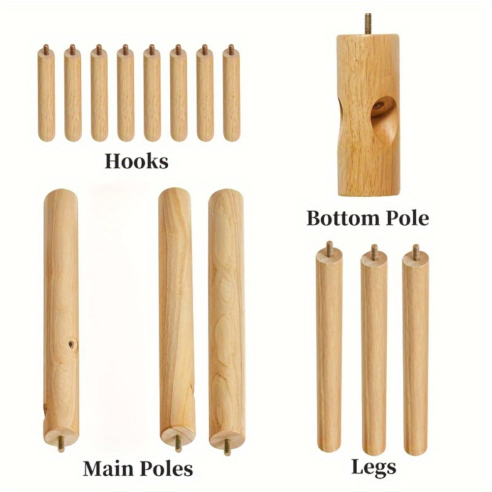 Minimalistyczny Wieszak Stojący na Ubrania 175cm - Solidne Drewno w Naturalnym Kolorze do Przedpokoju 8