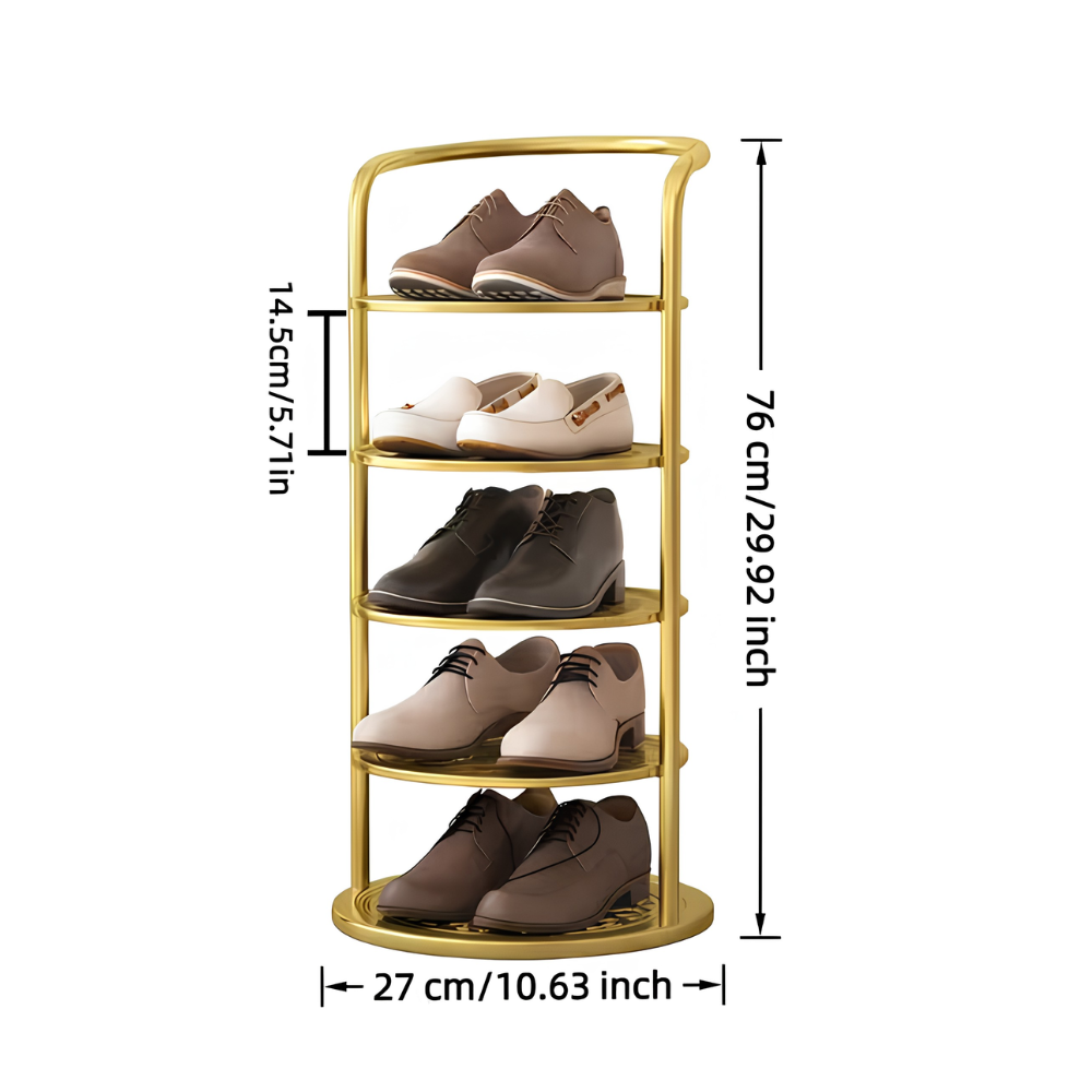 5-poziomowy metalowy stojak na buty – pionowy organizer na obuwie do przedpokoju i garderoby