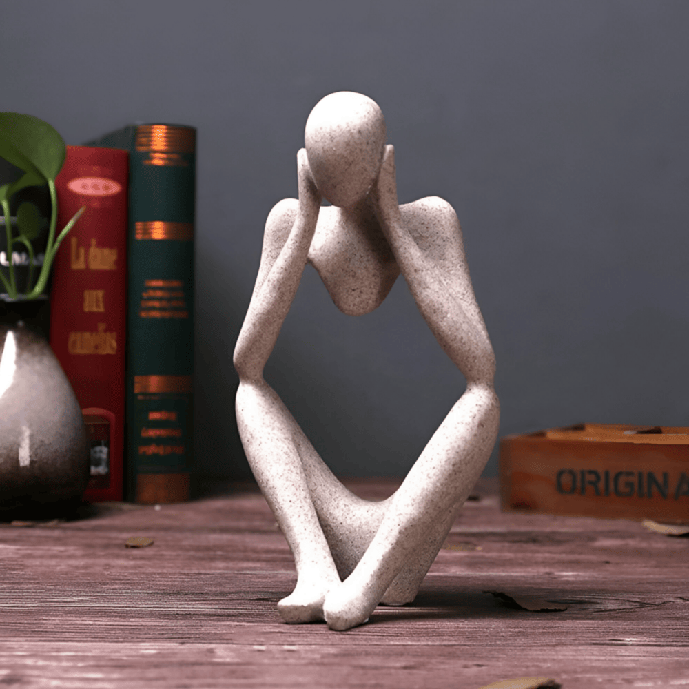 Abstrakcyjna Rzeźba Myśliciela - Piaskowa Żywica 24x11 cm do Dekoracji Wnętrz - 4