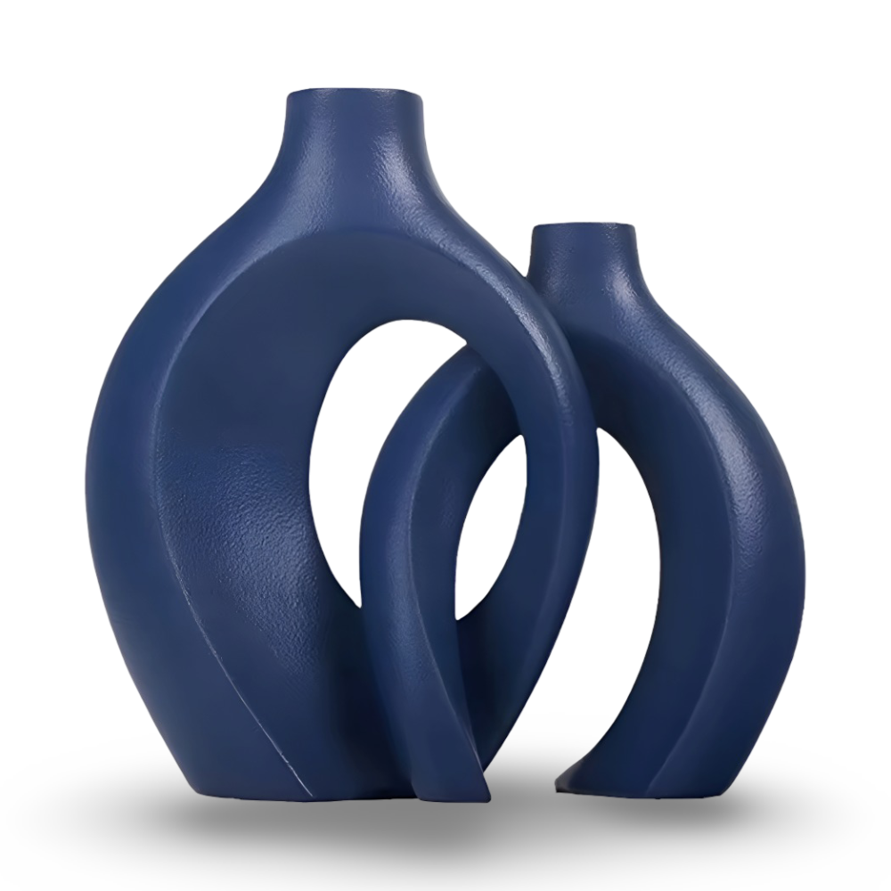 Nordic Minimalist Ceramic Vases Set of 2 - Matte White Elegant Decor for Dried Flowers 10