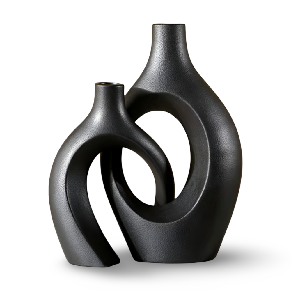 Nordic Minimalist Ceramic Vases Set of 2 - Matte White Elegant Decor for Dried Flowers 7