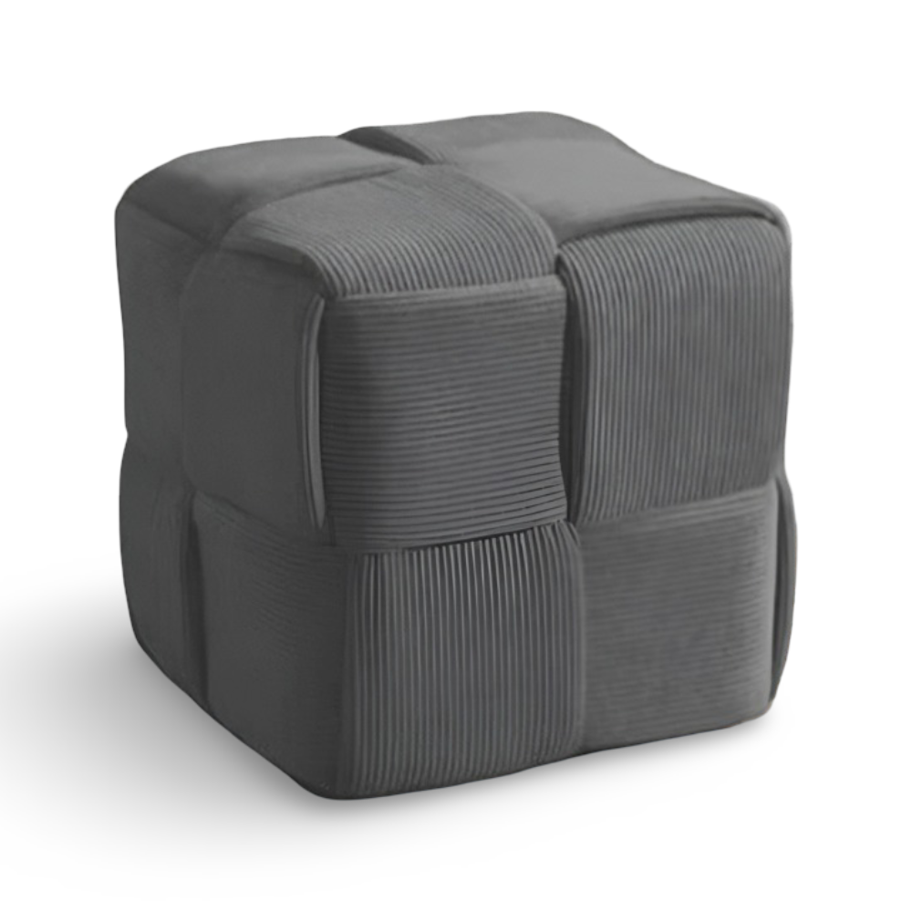 Nordic Wooden Stool 28x28cm - Soft White Corduroy Accent for Living Room 11