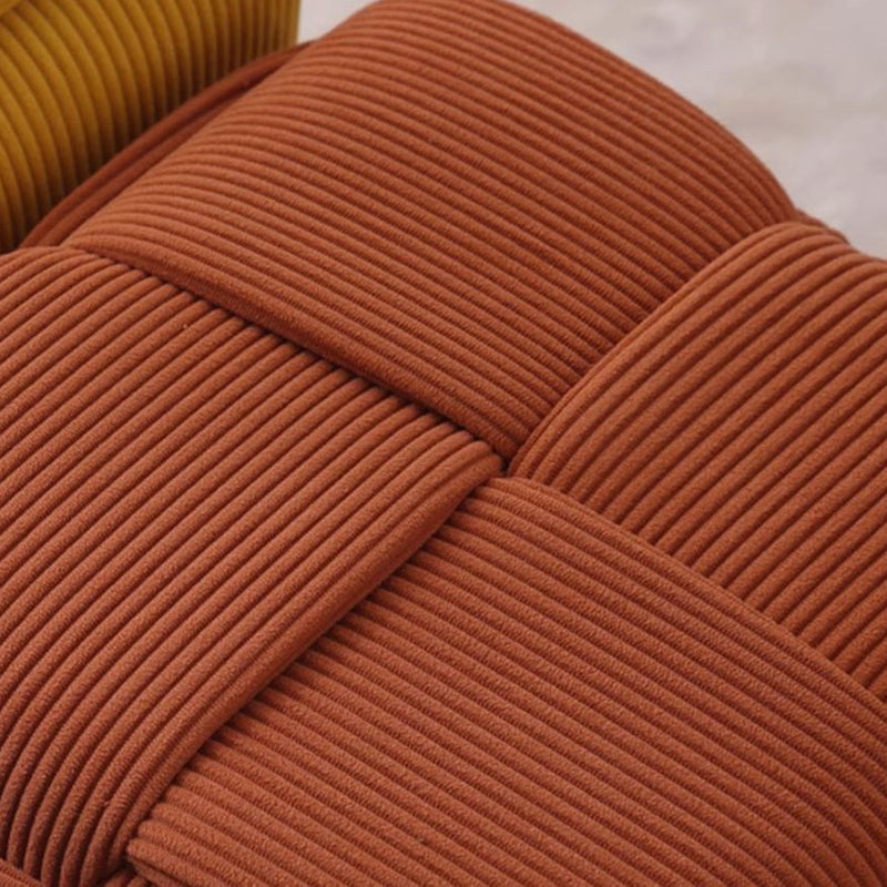 Nordic Wooden Stool 28x28cm - Soft White Corduroy Accent for Living Room 6