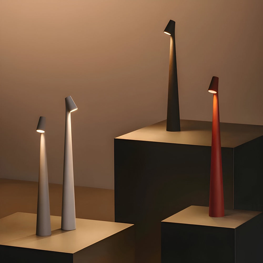 Nowoczesna Bezprzewodowa Lampa Stołowa LED - Czarna Metalowa, Minimalistyczna Dekoracja do Salonu 4
