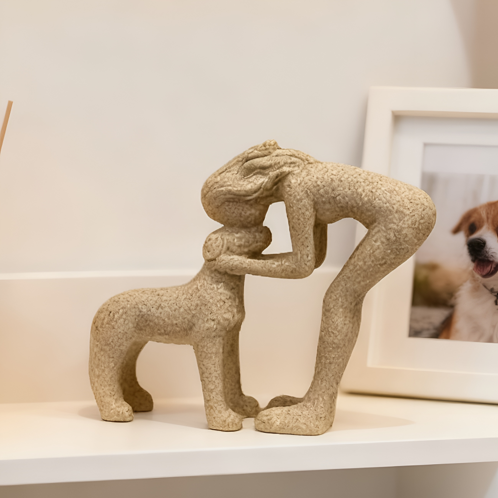 Nowoczesna Figurki Dekoracyjne Kobiety z Psem - Żywica Piaskowa 17 cm do Wnętrza dla Miłośników Zwierząt 4