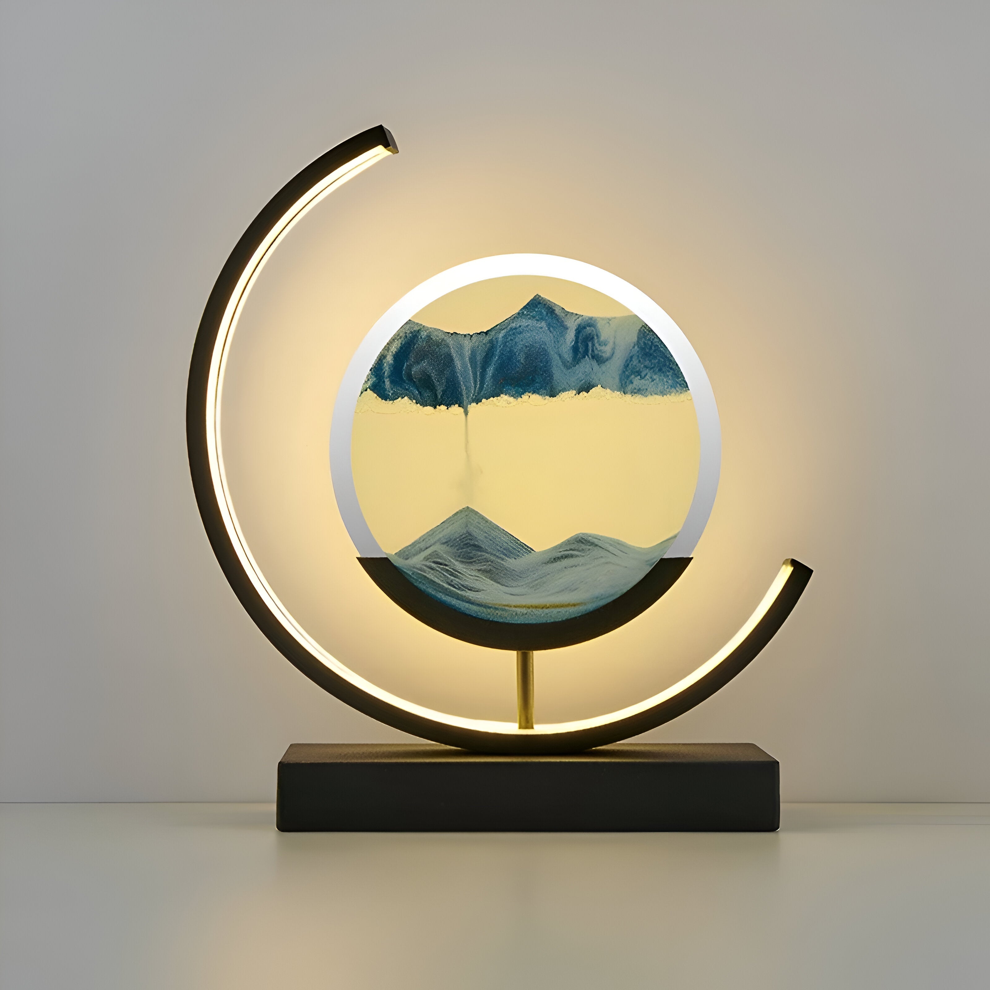 Nowoczesna Lampa Piaskowa Sand Glow - Metalowo-Szklana z Pilotem, 3 Barwy Światła do Relaksu 4
