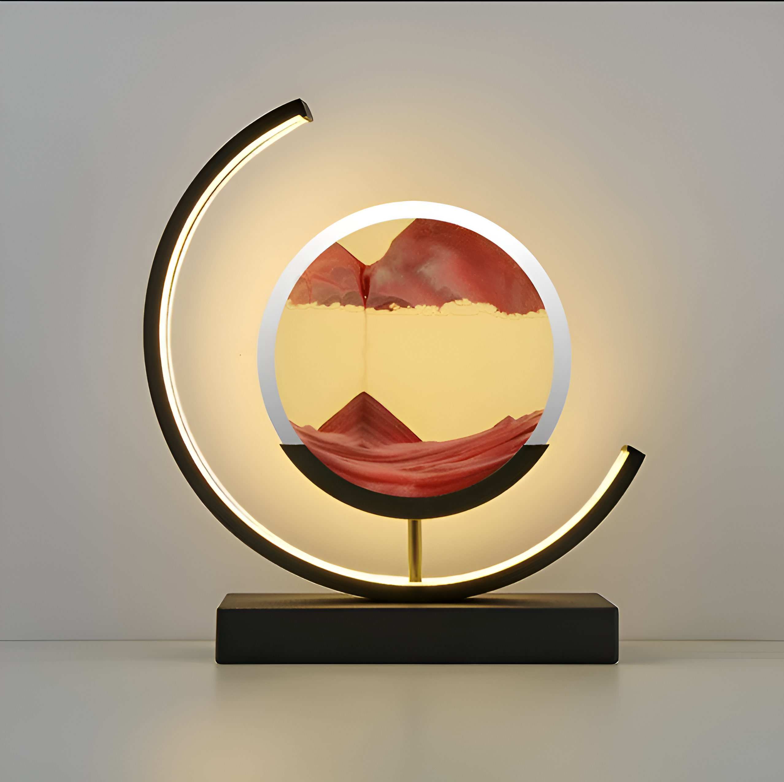 Nowoczesna Lampa Piaskowa Sand Glow - Metalowo-Szklana z Pilotem, 3 Barwy Światła do Relaksu 7