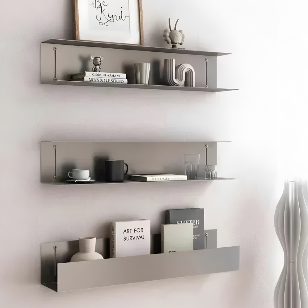 Nowoczesna Minimalistyczna Półka Ścienna - Stal Nierdzewna 60cm/90cm do Stylowego Wnętrza 1