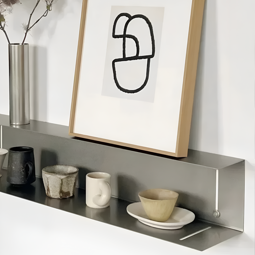 Nowoczesna Minimalistyczna Półka Ścienna - Stal Nierdzewna 60cm/90cm do Stylowego Wnętrza 4