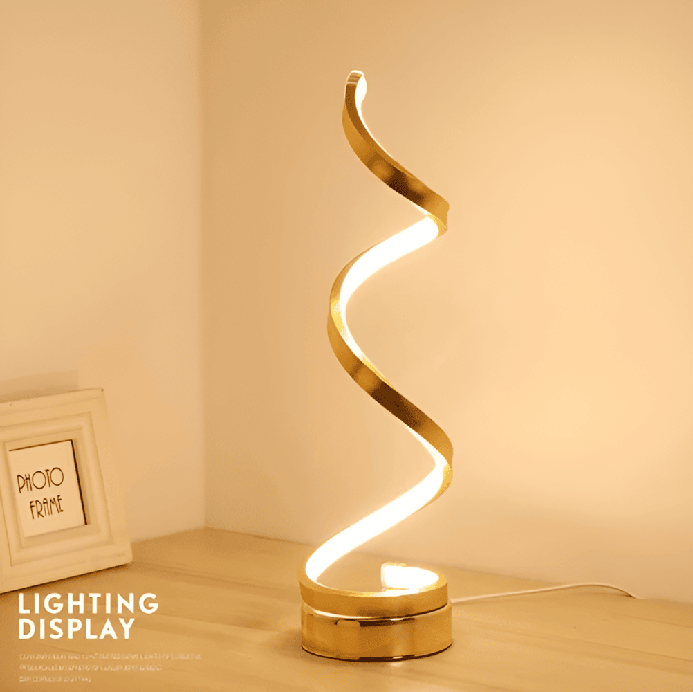 Nowoczesna Spiralna Lampa Stołowa LED - Aluminium Biała z Dotykowym Sterowaniem do Eleganckiego Wnętrza 5