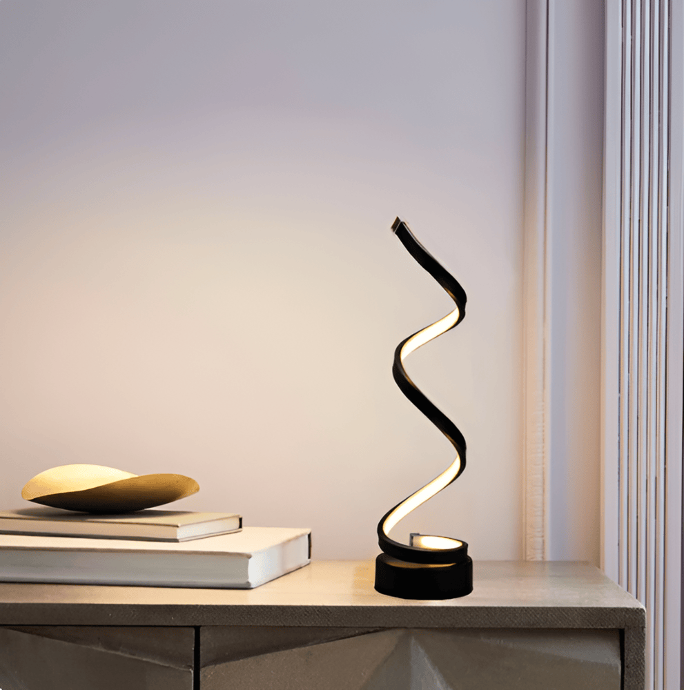 Nowoczesna Spiralna Lampa Stołowa LED - Aluminium Biała z Dotykowym Sterowaniem do Eleganckiego Wnętrza 8