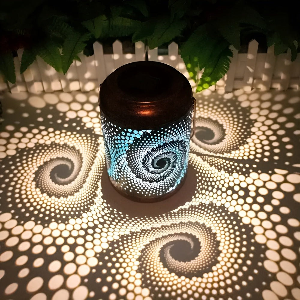 Nowoczesna Żelazna Lampa Ogrodowa - Spiralny Wzór, Oświetlenie Słoneczne do Ogrodu 2