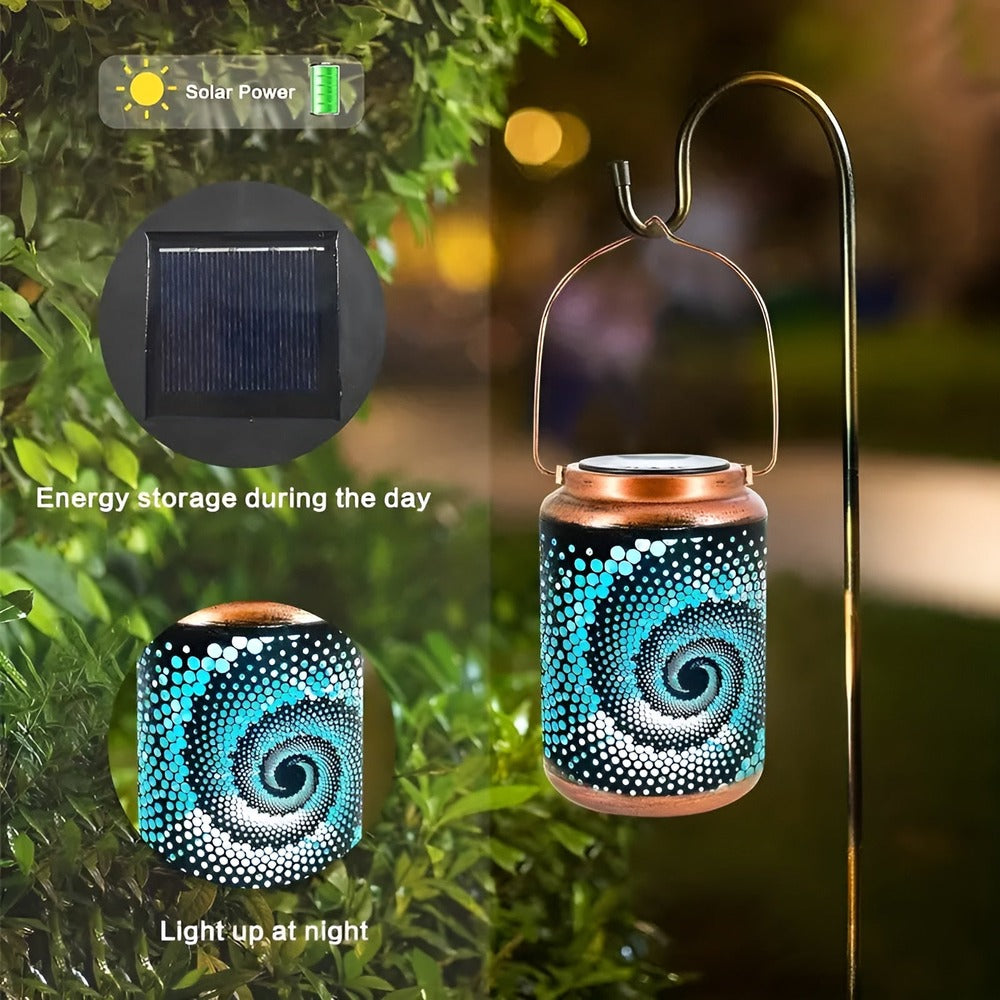 Nowoczesna Żelazna Lampa Ogrodowa - Spiralny Wzór, Oświetlenie Słoneczne do Ogrodu 4