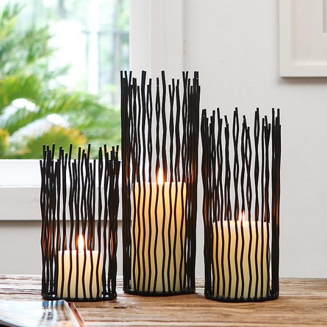 Nowoczesny Abstrakcyjny Świecznik 30x10cm - Czarne Żelazo Elegancka Dekoracja do Wnętrz 1