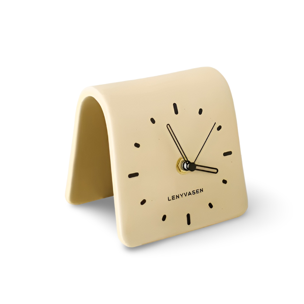 Nowoczesny Ceramiczny Zegar na Biurko 11.8cm - Matowy Brąz Elegancki Element Dekoracyjny 10