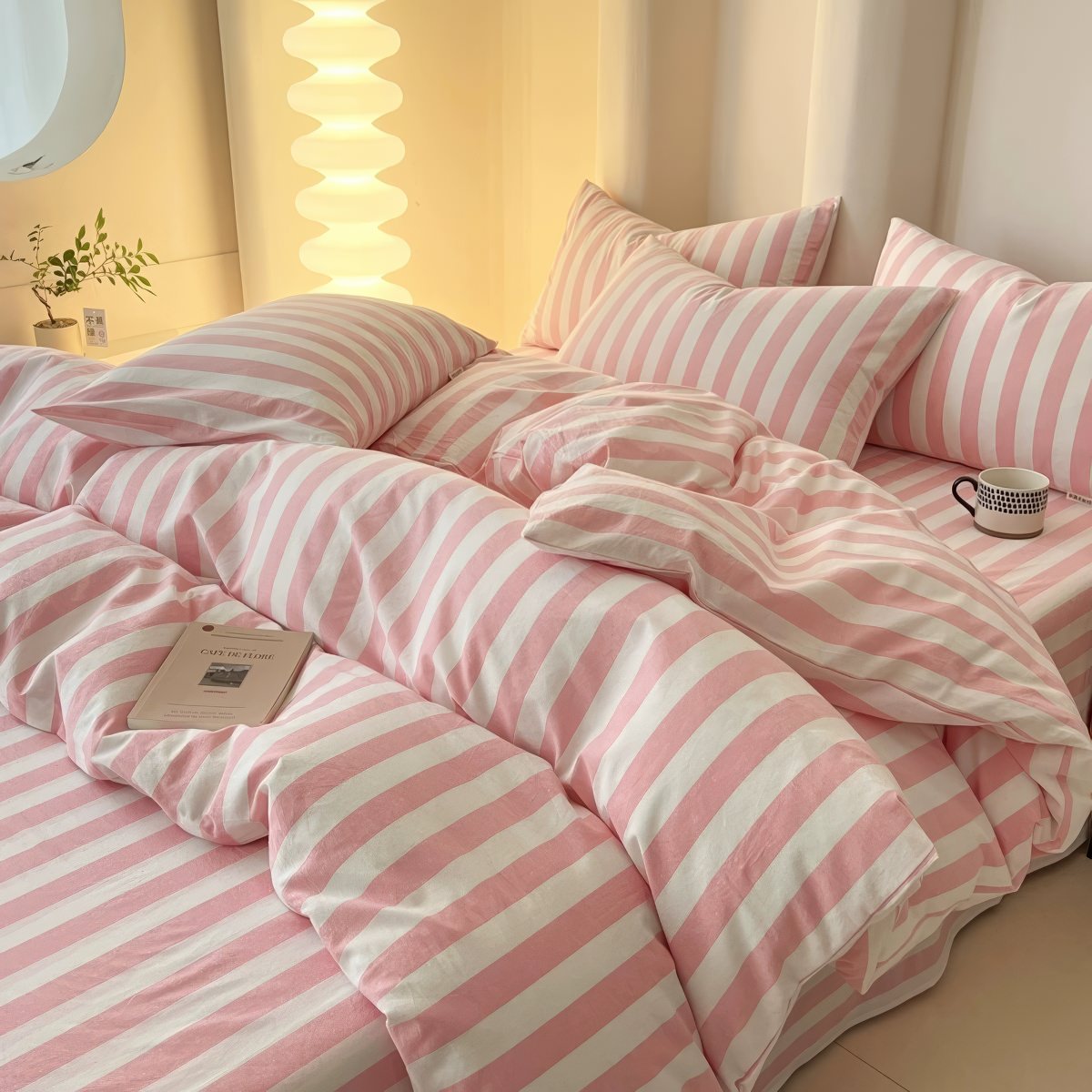 Pastel Striped Bedding Set 3-Piece - Soft Cotton Blend Multi-Color for Stylish Bedroom 1