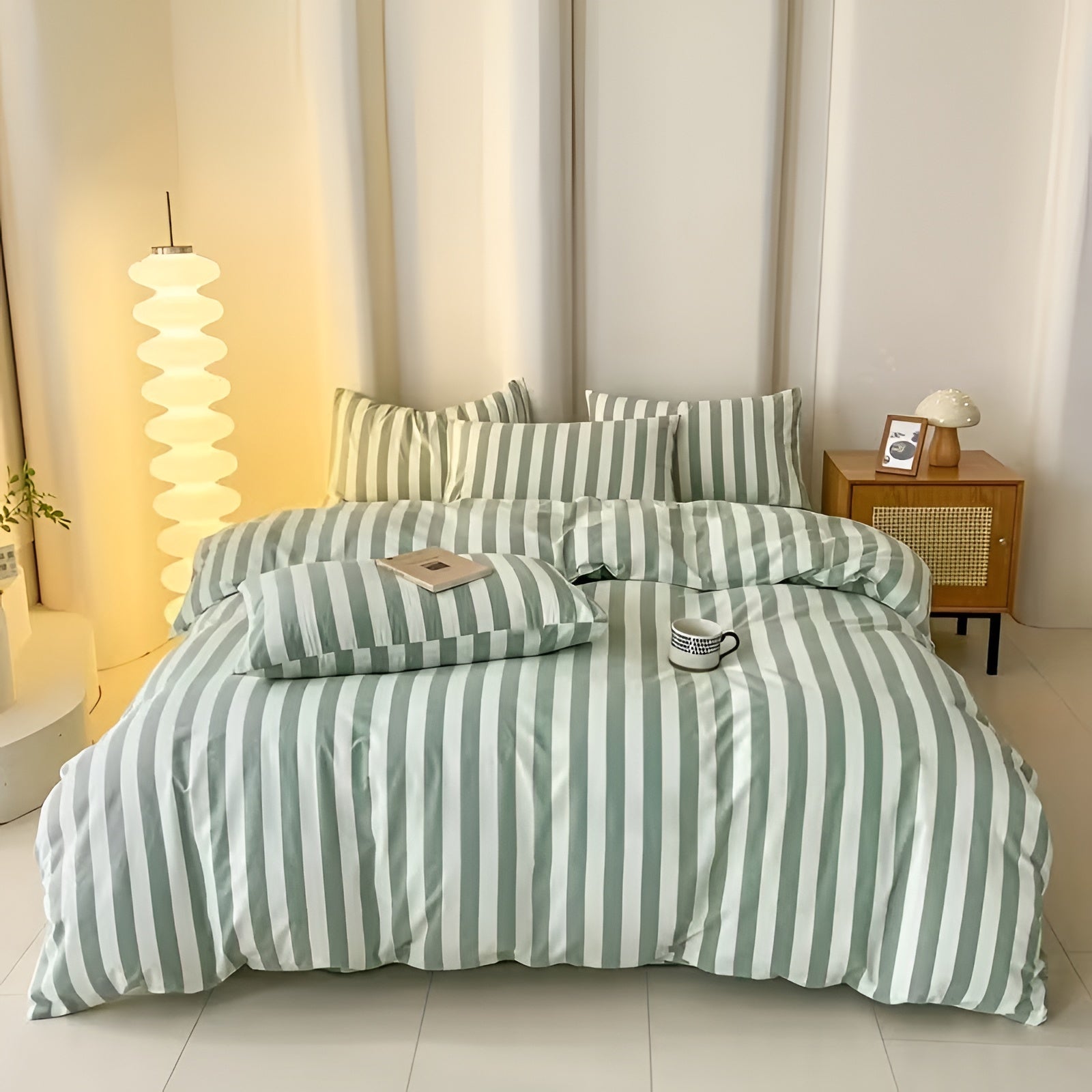 Pastel Striped Bedding Set 3-Piece - Soft Cotton Blend Multi-Color for Stylish Bedroom 11