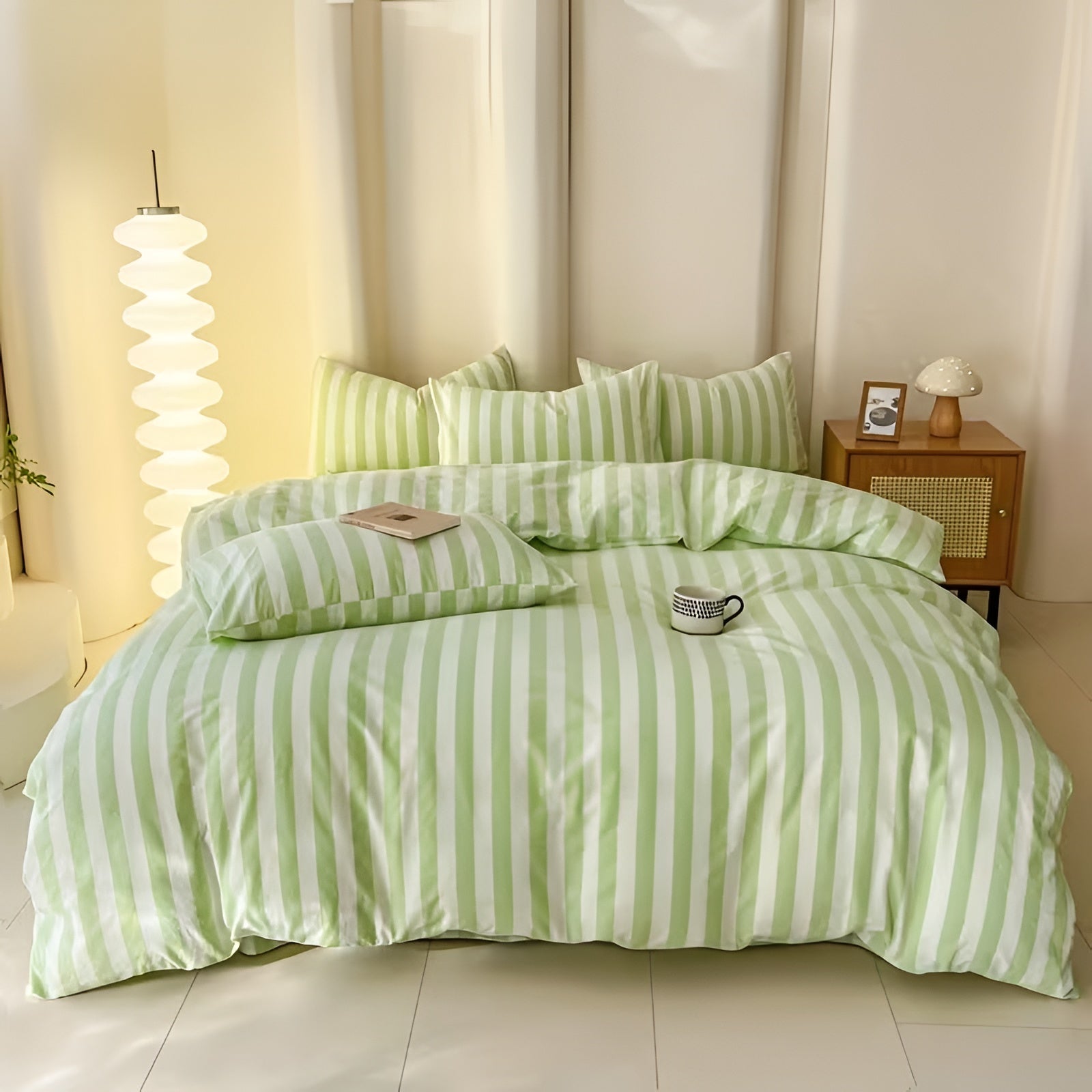Pastel Striped Bedding Set 3-Piece - Soft Cotton Blend Multi-Color for Stylish Bedroom 12