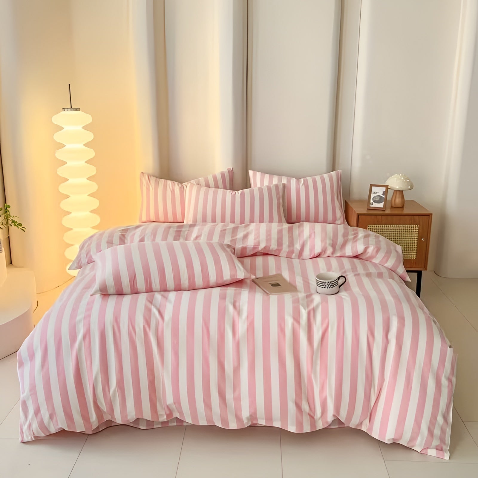 Pastel Striped Bedding Set 3-Piece - Soft Cotton Blend Multi-Color for Stylish Bedroom 13