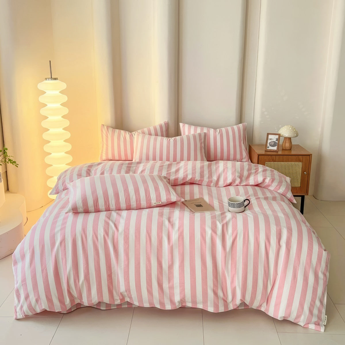 Pastel Striped Bedding Set 3-Piece - Soft Cotton Blend Multi-Color for Stylish Bedroom 2
