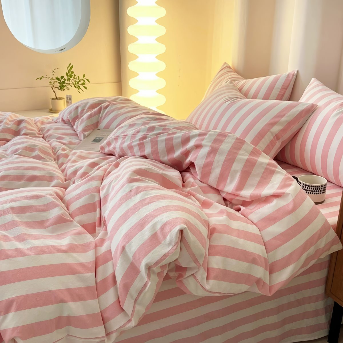 Pastel Striped Bedding Set 3-Piece - Soft Cotton Blend Multi-Color for Stylish Bedroom 3
