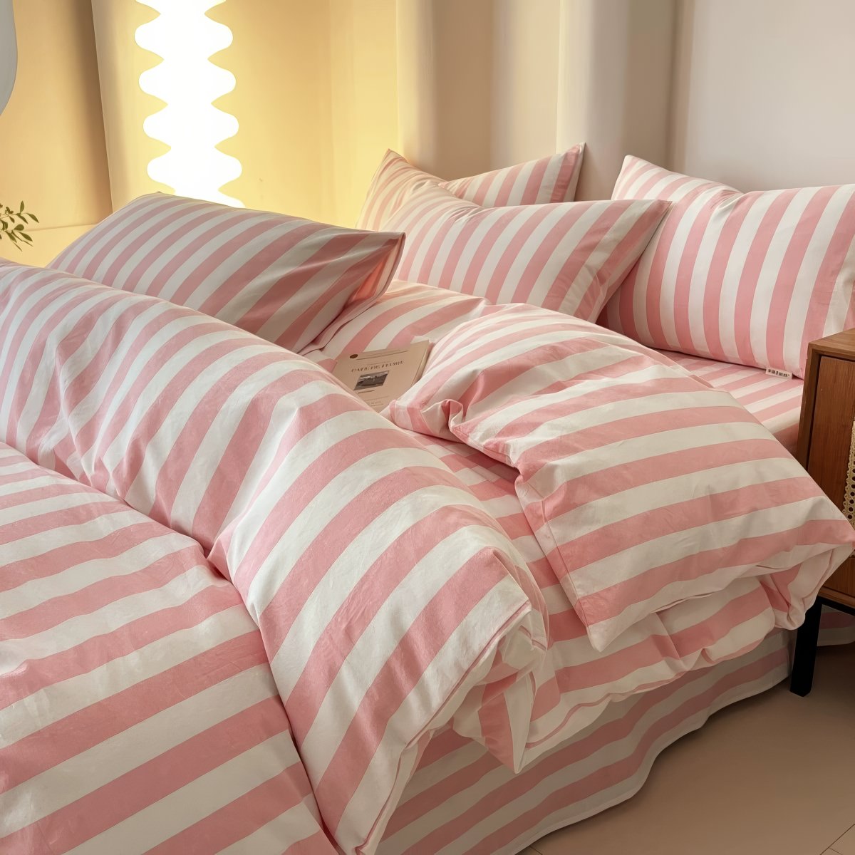 Pastel Striped Bedding Set 3-Piece - Soft Cotton Blend Multi-Color for Stylish Bedroom 4