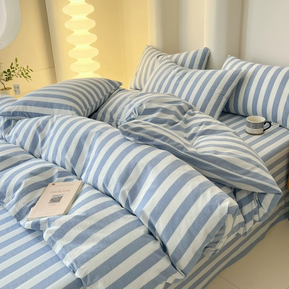 Pastel Striped Bedding Set 3-Piece - Soft Cotton Blend Multi-Color for Stylish Bedroom 5