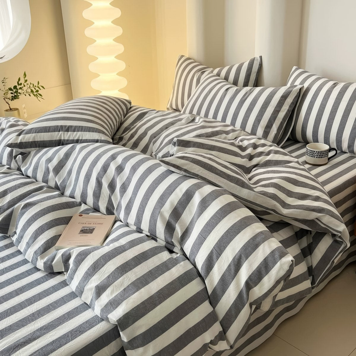 Pastel Striped Bedding Set 3-Piece - Soft Cotton Blend Multi-Color for Stylish Bedroom 7