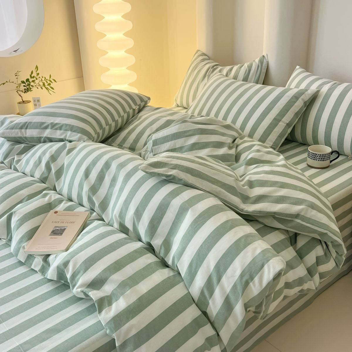 Pastel Striped Bedding Set 3-Piece - Soft Cotton Blend Multi-Color for Stylish Bedroom 8