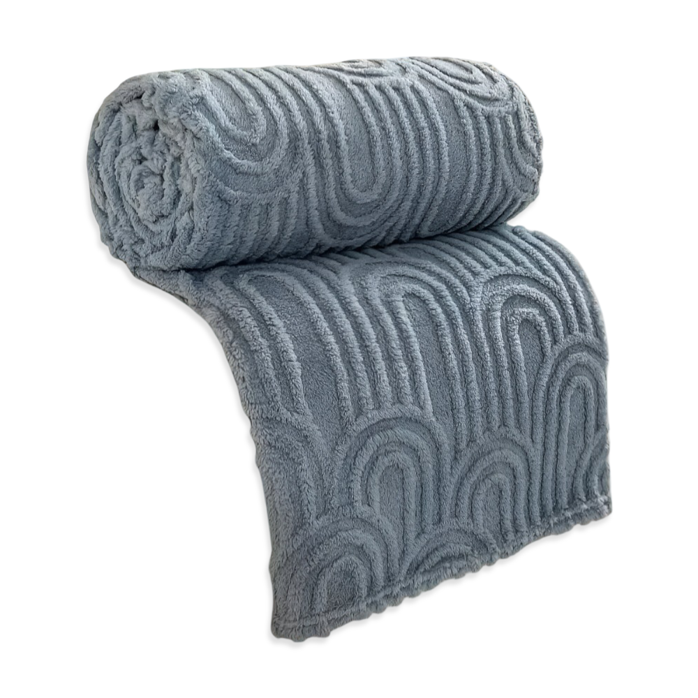 Koc pluszowy tłoczony w łuki – dwustronny koc z sherpą, narzuta na kanapę 100x150–200x230