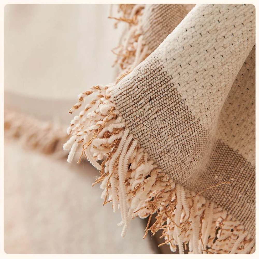 Pokrowiec na sofę Boho Chenille – antypoślizgowy koc z frędzlami na kanapę, sofę i do salonu 3