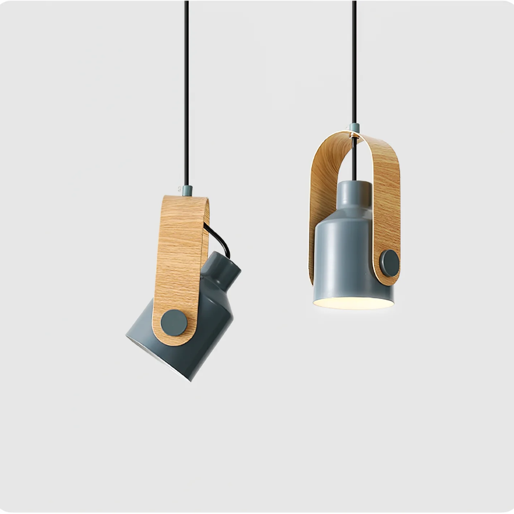 Regulowana Lampa Wisząca LED z Efektem Drewna – Mini Spot Sufitowy do Kuchni, Salonu i Jadalni