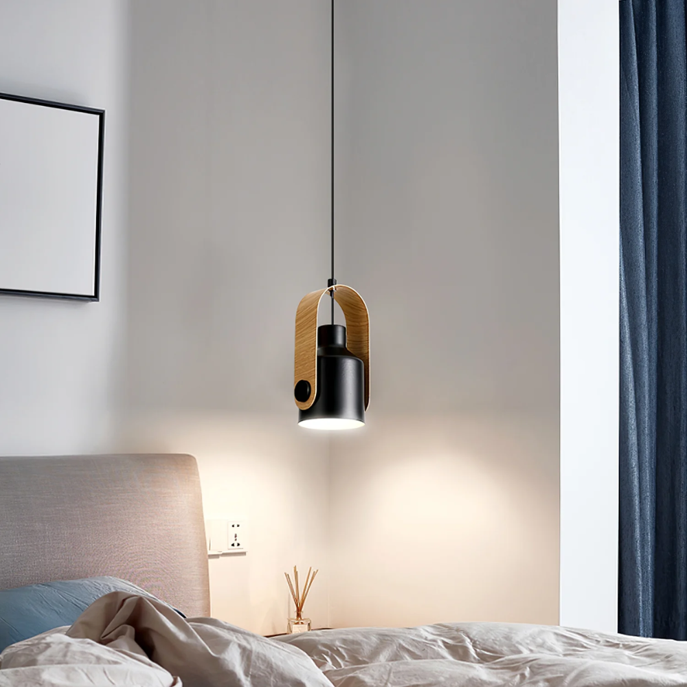 Regulowana Lampa Wisząca LED z Efektem Drewna – Mini Spot Sufitowy do Kuchni, Salonu i Jadalni