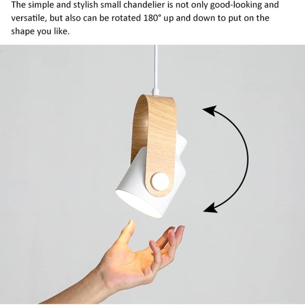 Regulowana Lampa Wisząca LED z Efektem Drewna – Mini Spot Sufitowy do Kuchni, Salonu i Jadalni