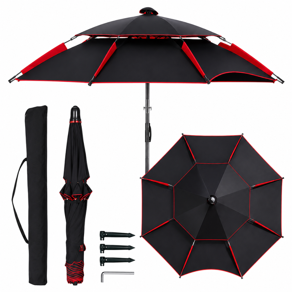 Regulowany parasol ogrodowy 2 m, 2,2 m, 2,4 m Parasol plażowy, wodoodporny, ogrodowy, na taras, kemping, plażę 0