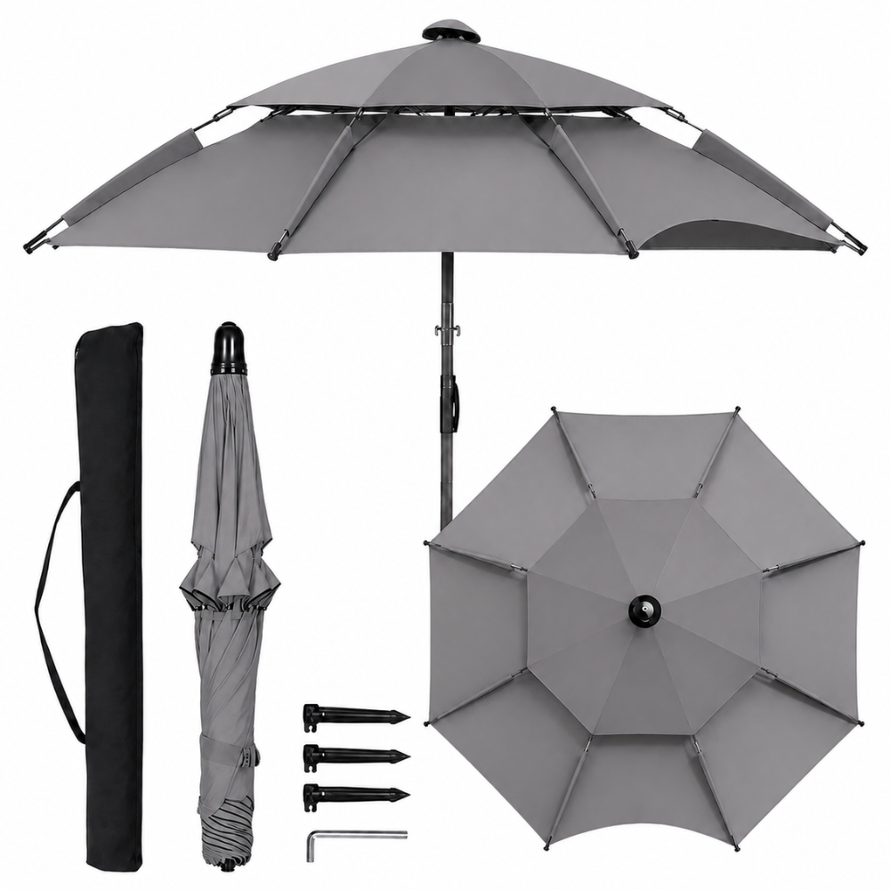 Regulowany parasol ogrodowy 2 m, 2,2 m, 2,4 m Parasol plażowy, wodoodporny, ogrodowy, na taras, kemping, plażę 15