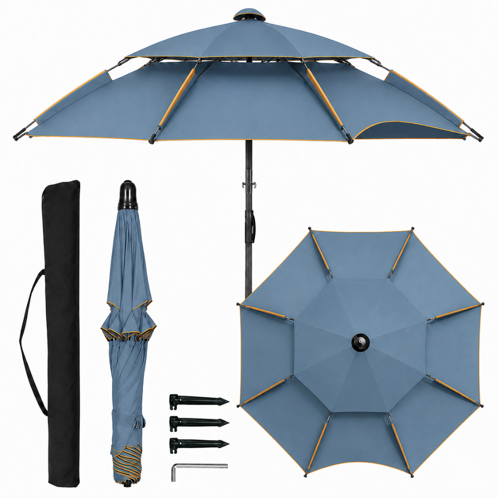 Regulowany parasol ogrodowy 2 m, 2,2 m, 2,4 m Parasol plażowy, wodoodporny, ogrodowy, na taras, kemping, plażę 16