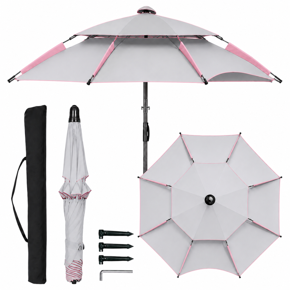 Regulowany parasol ogrodowy 2 m, 2,2 m, 2,4 m Parasol plażowy, wodoodporny, ogrodowy, na taras, kemping, plażę 17
